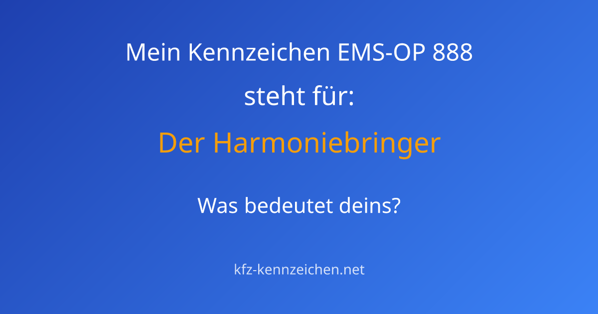 Numerologie-Analyse für Kennzeichen EMS-OP 888
