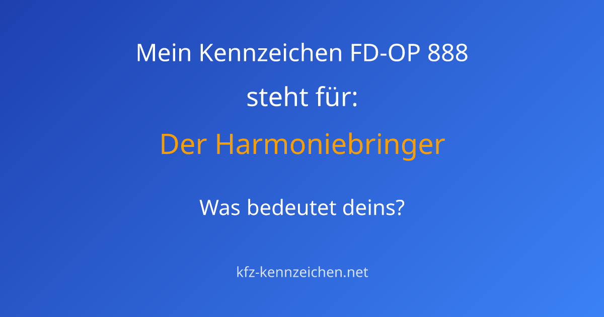 Numerologie-Analyse für Kennzeichen FD-OP 888