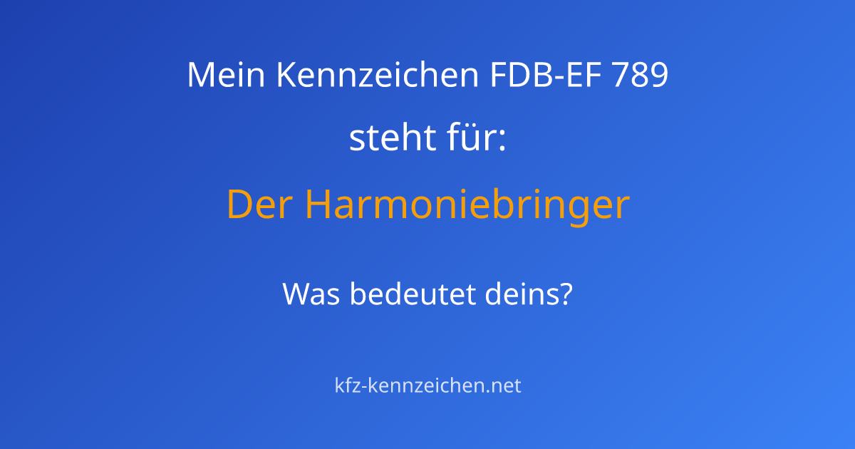 Numerologie-Analyse für Kennzeichen FDB-EF 789