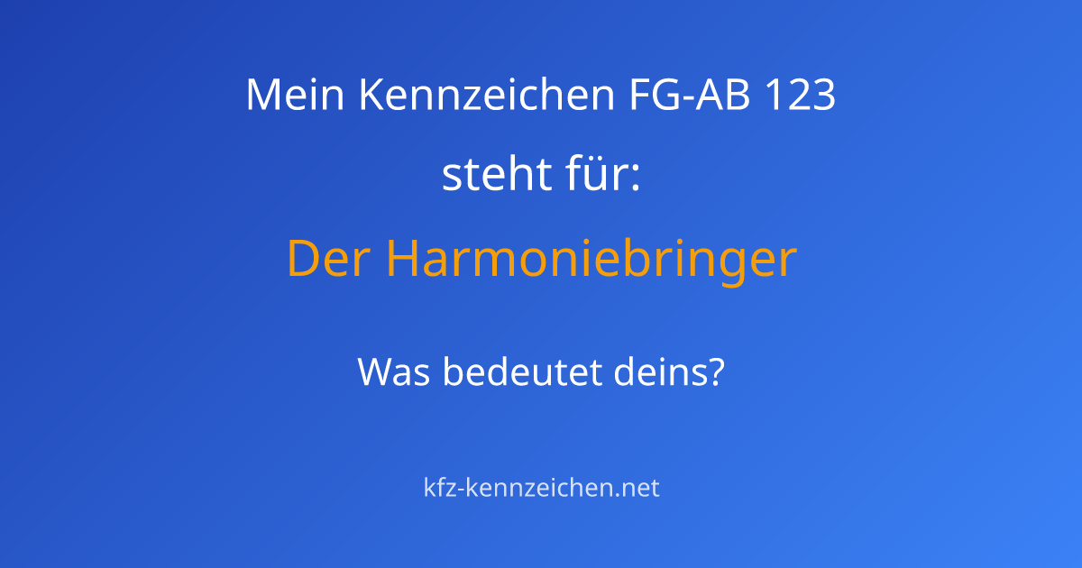 Numerologie-Analyse für Kennzeichen FG-AB 123