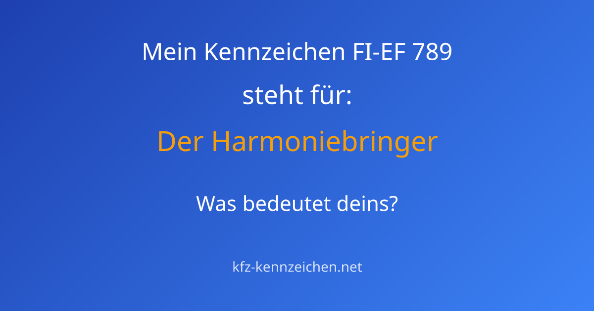 Numerologie-Analyse für Kennzeichen FI-EF 789
