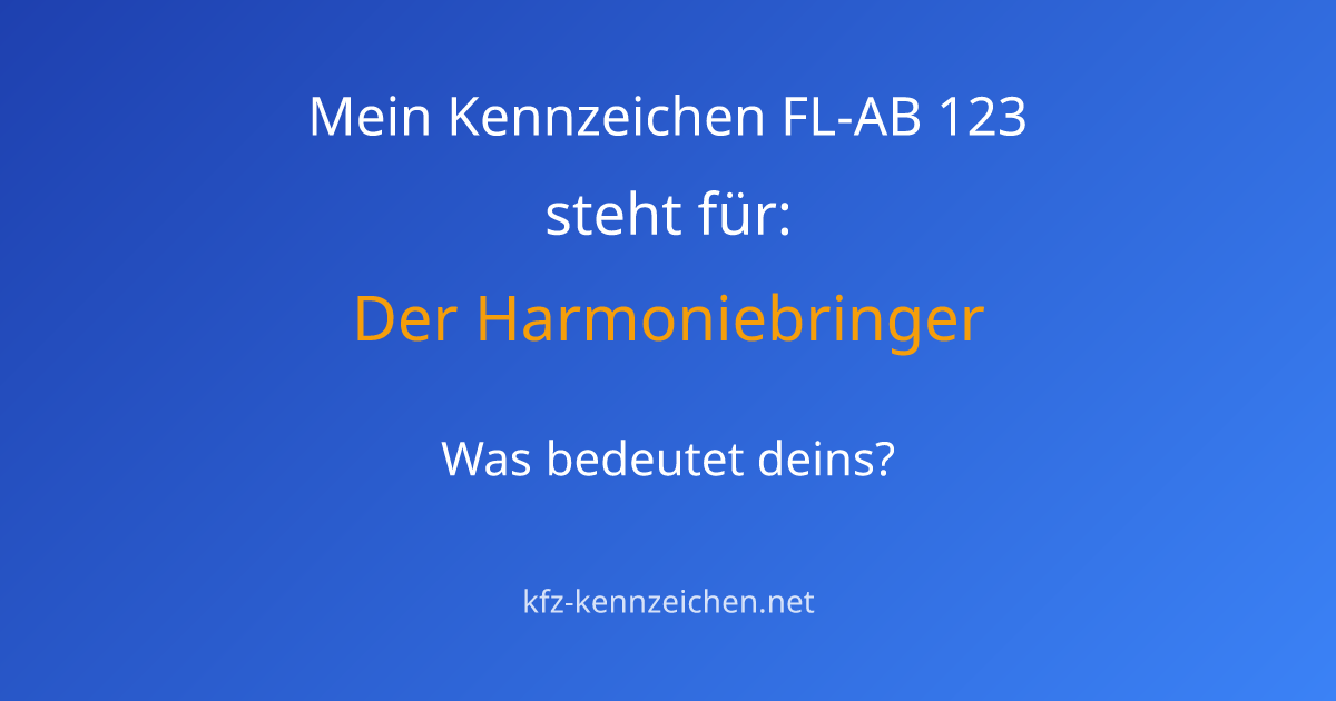 Numerologie-Analyse für Kennzeichen FL-AB 123