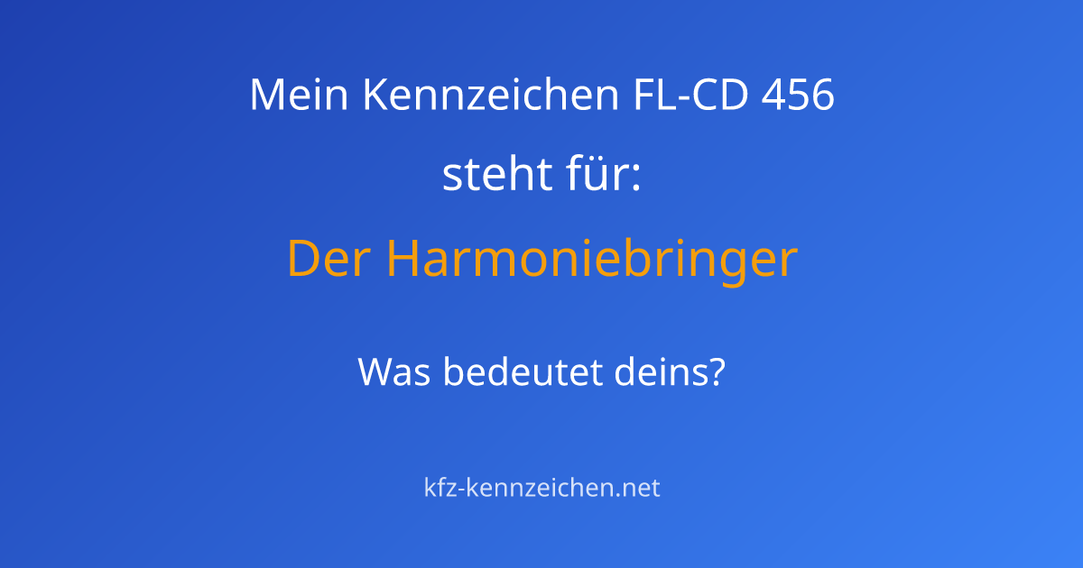 Numerologie-Analyse für Kennzeichen FL-CD 456