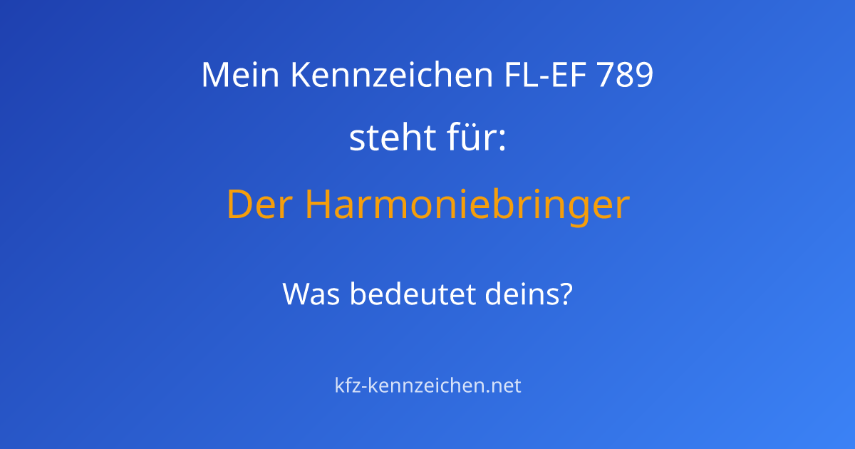 Numerologie-Analyse für Kennzeichen FL-EF 789