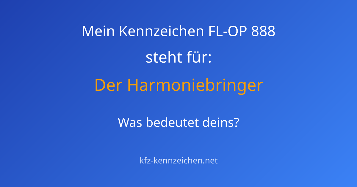 Numerologie-Analyse für Kennzeichen FL-OP 888