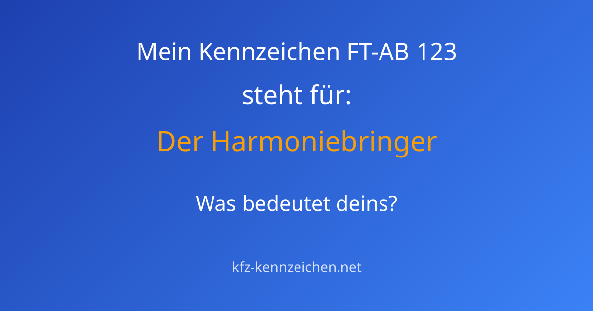 Numerologie-Analyse für Kennzeichen FT-AB 123