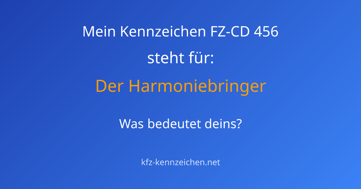 Numerologie-Analyse für Kennzeichen FZ-CD 456