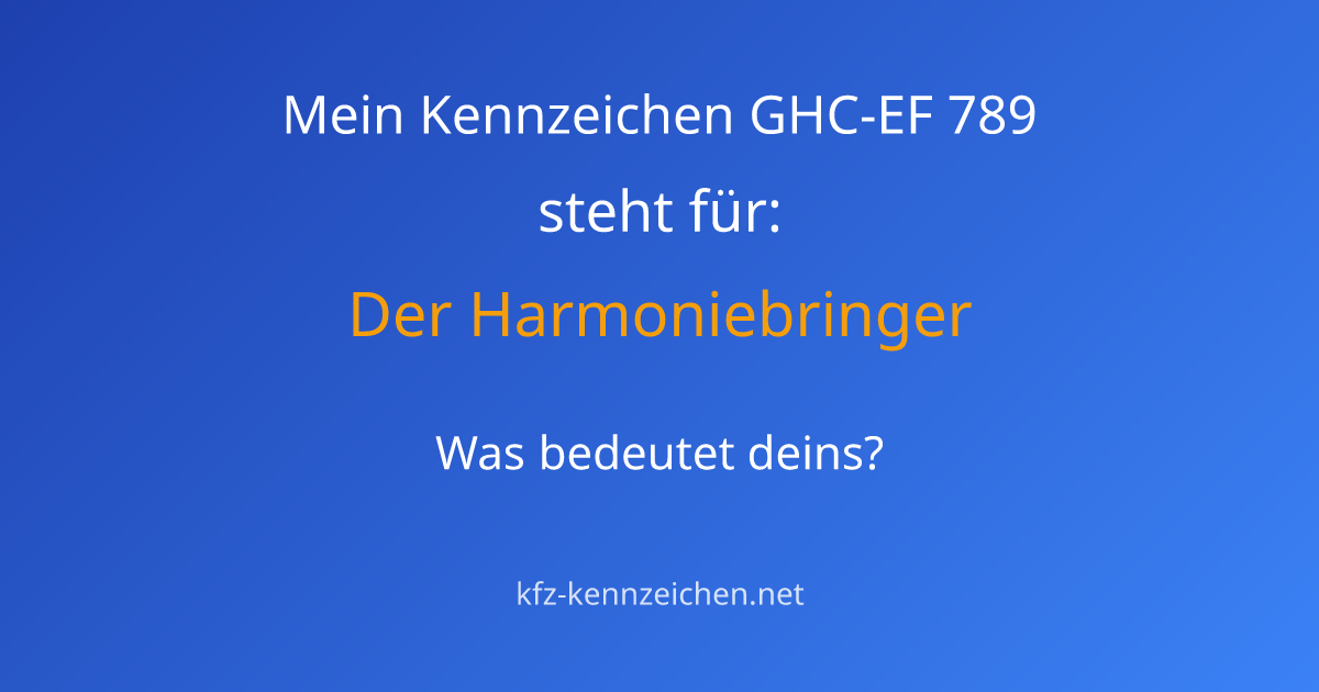 Numerologie-Analyse für Kennzeichen GHC-EF 789