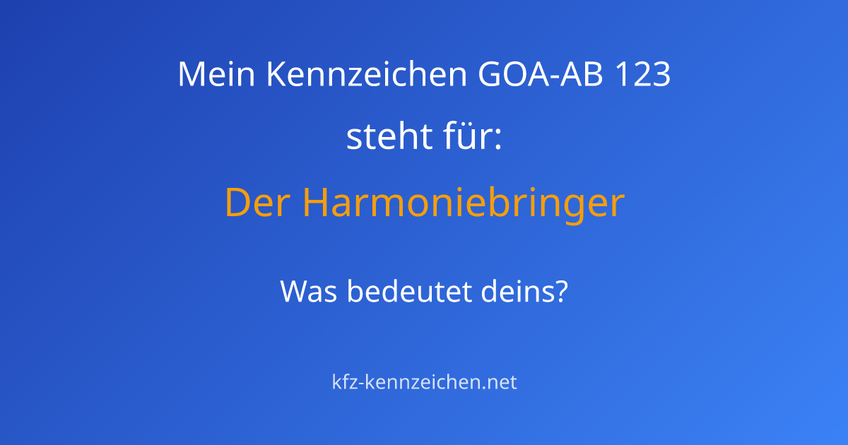 Numerologie-Analyse für Kennzeichen GOA-AB 123
