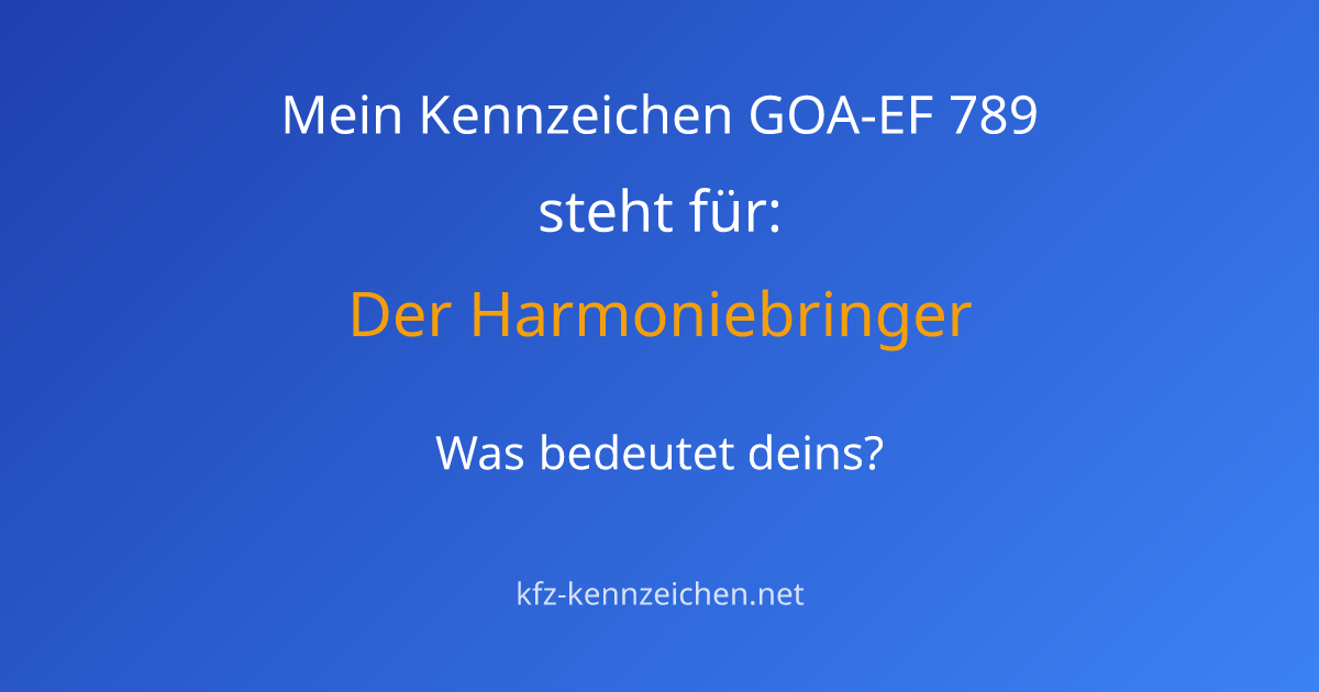 Numerologie-Analyse für Kennzeichen GOA-EF 789