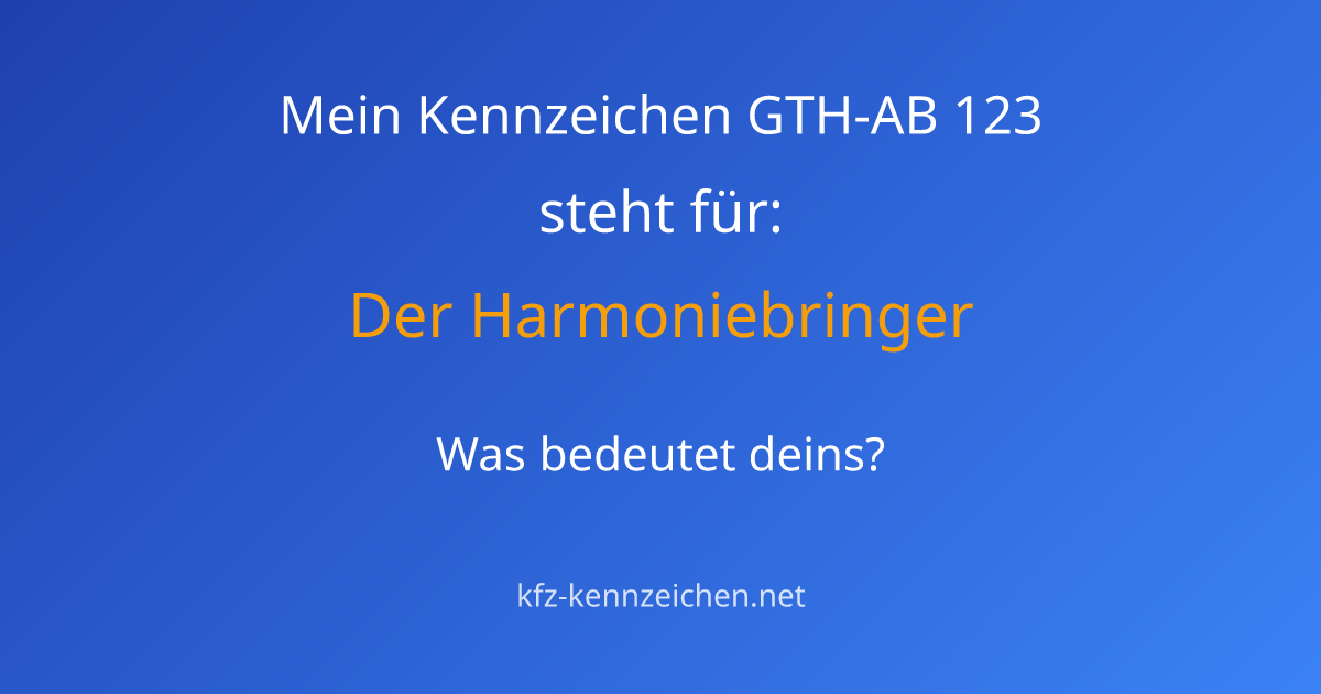 Numerologie-Analyse für Kennzeichen GTH-AB 123