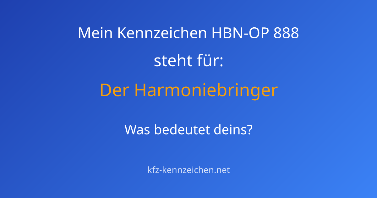 Numerologie-Analyse für Kennzeichen HBN-OP 888