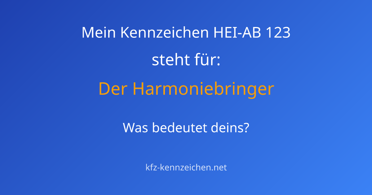 Numerologie-Analyse für Kennzeichen HEI-AB 123