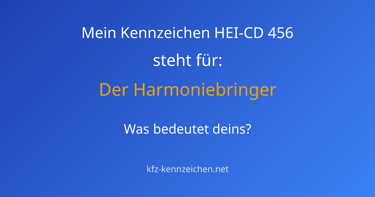 Numerologie-Analyse für Kennzeichen HEI-CD 456