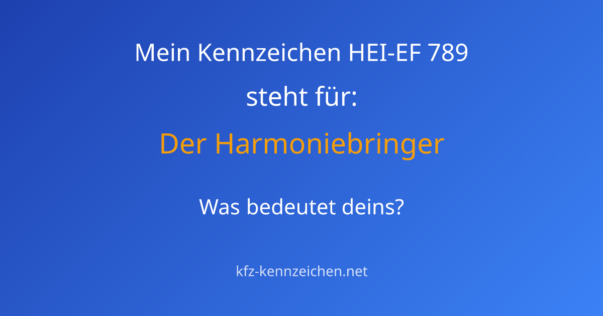 Numerologie-Analyse für Kennzeichen HEI-EF 789