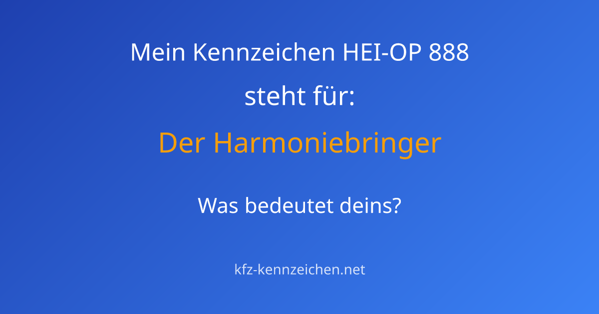 Numerologie-Analyse für Kennzeichen HEI-OP 888