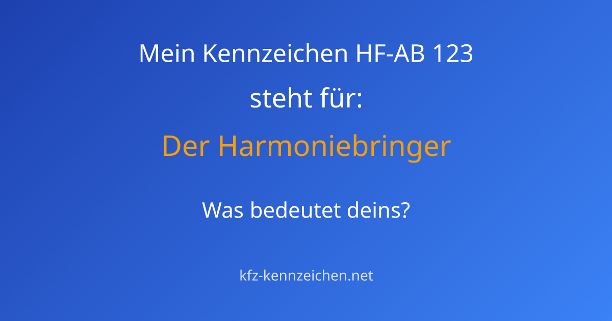 Numerologie-Analyse für Kennzeichen HF-AB 123