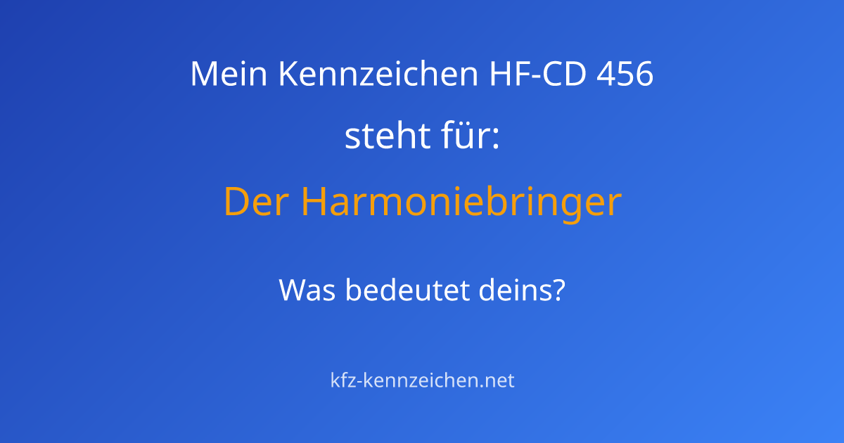 Numerologie-Analyse für Kennzeichen HF-CD 456