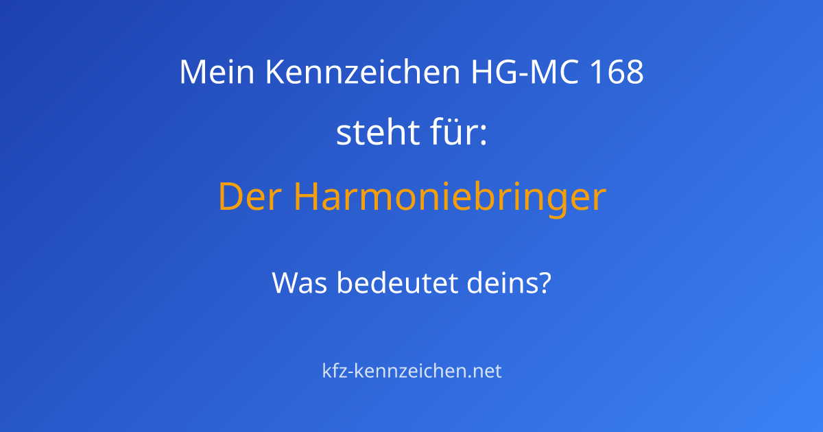 Numerologie-Analyse für Kennzeichen HG-MC 168