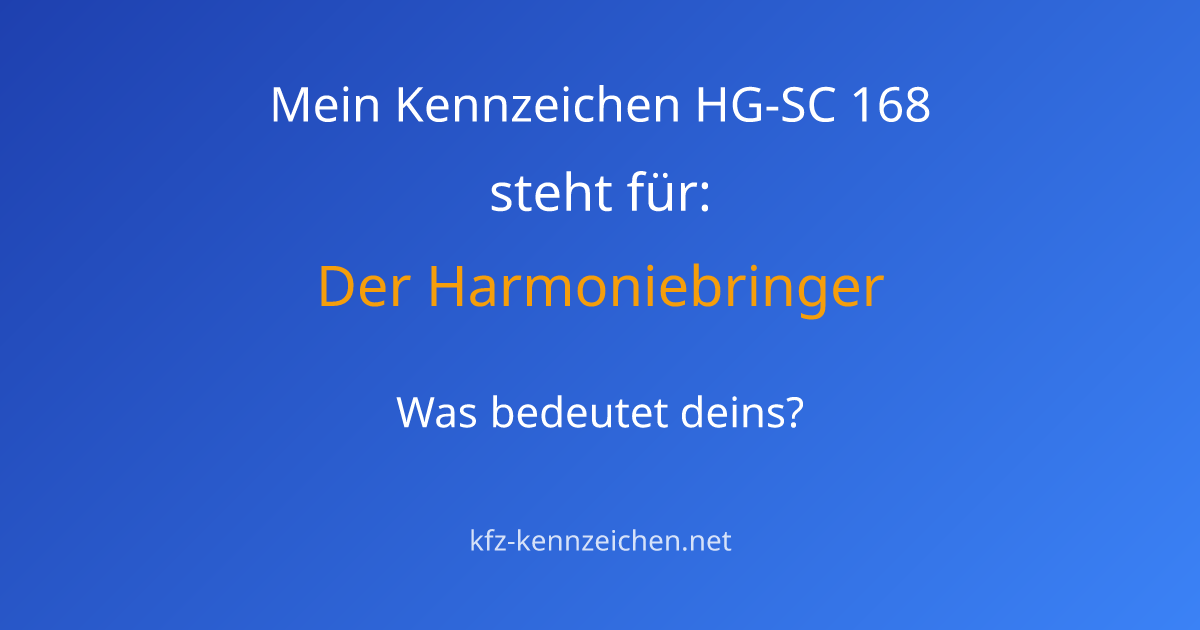 Numerologie-Analyse für Kennzeichen HG-SC 168