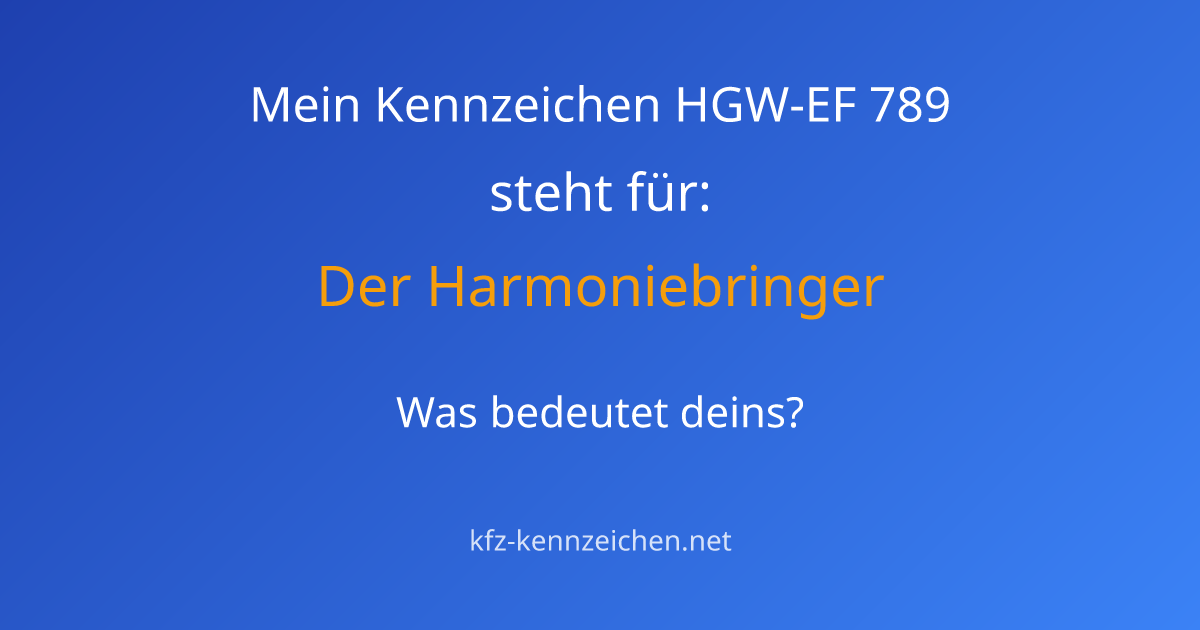 Numerologie-Analyse für Kennzeichen HGW-EF 789