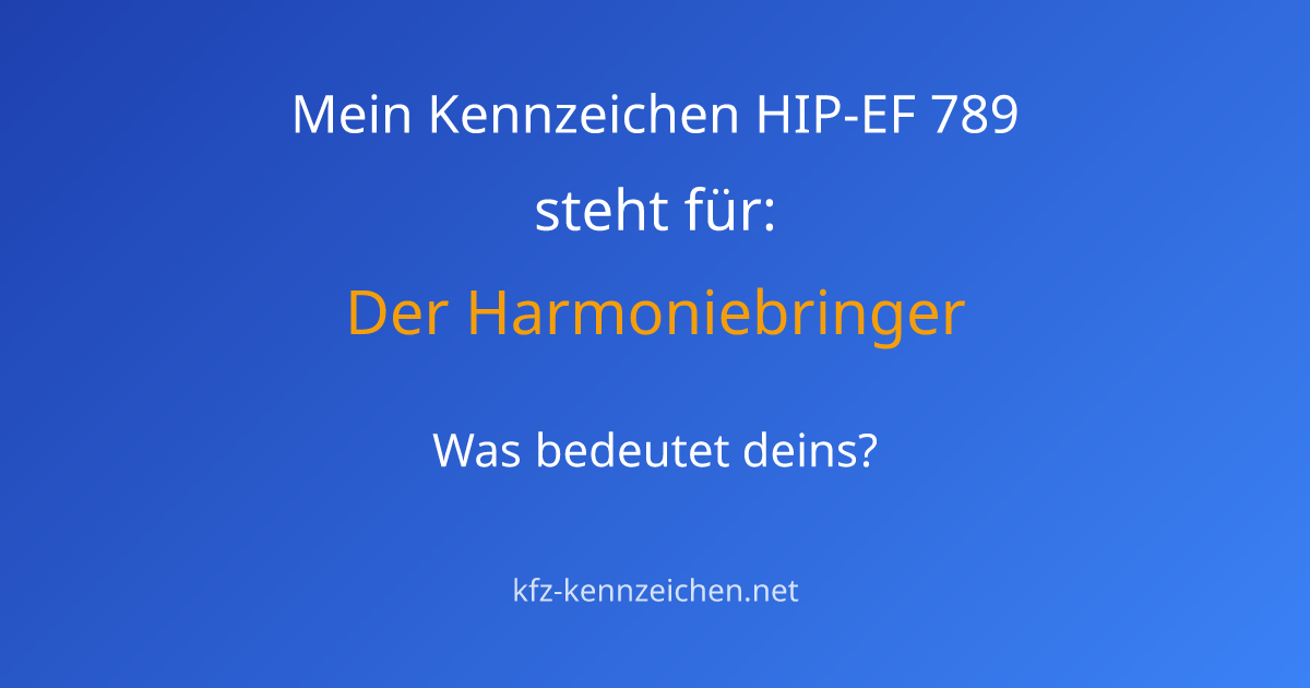 Numerologie-Analyse für Kennzeichen HIP-EF 789