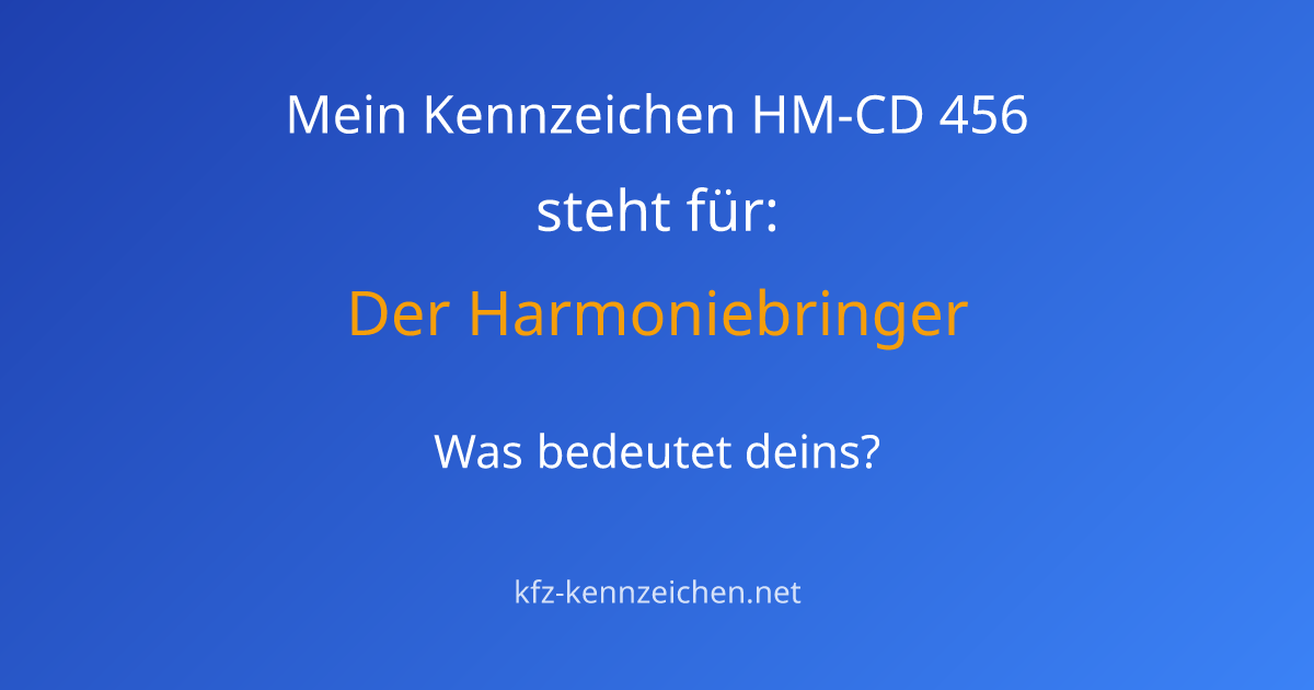 Numerologie-Analyse für Kennzeichen HM-CD 456