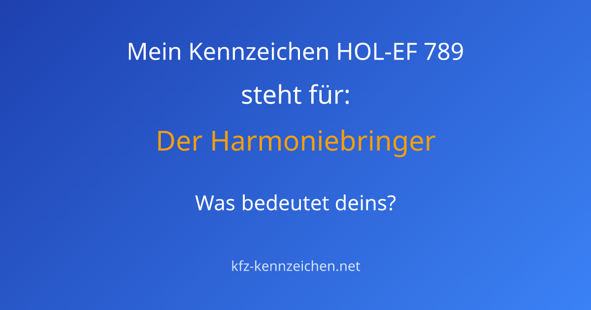 Numerologie-Analyse für Kennzeichen HOL-EF 789