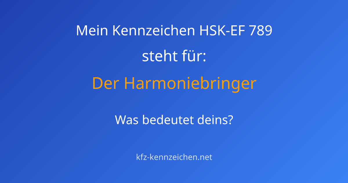 Numerologie-Analyse für Kennzeichen HSK-EF 789