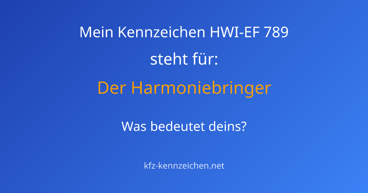Numerologie-Analyse für Kennzeichen HWI-EF 789