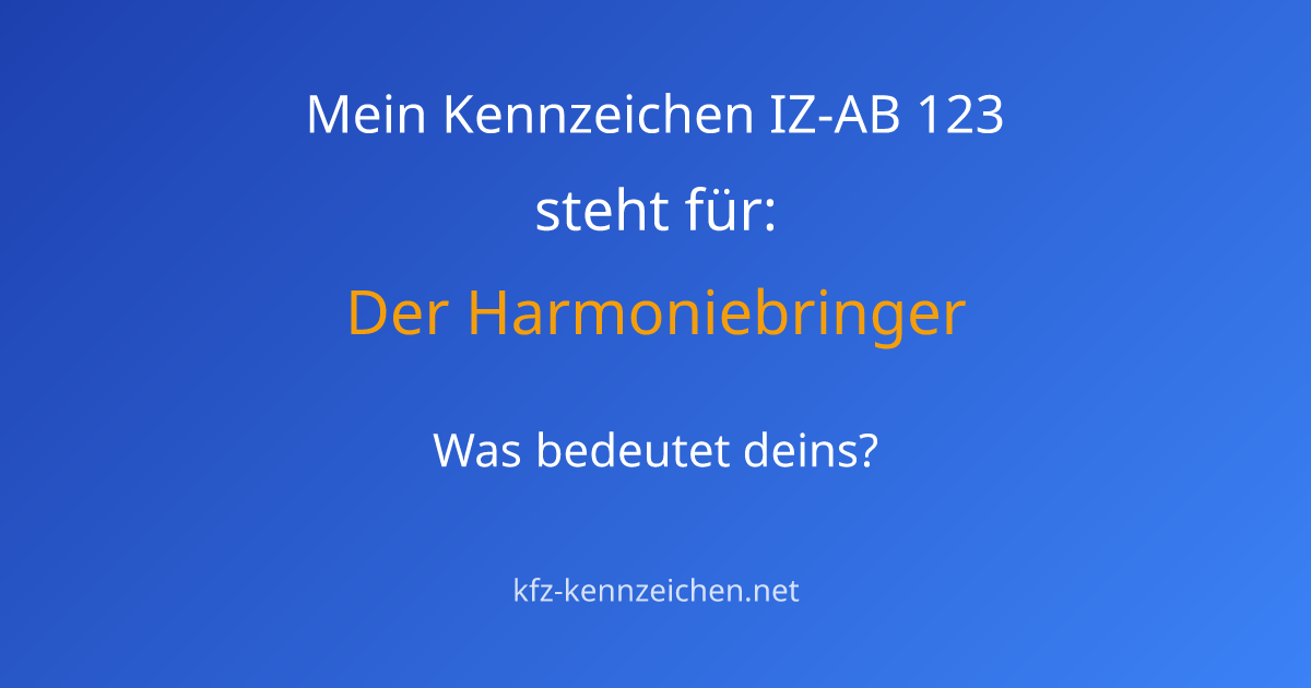 Numerologie-Analyse für Kennzeichen IZ-AB 123