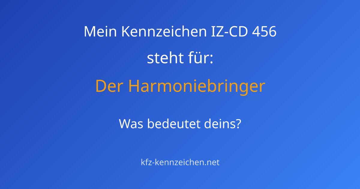 Numerologie-Analyse für Kennzeichen IZ-CD 456