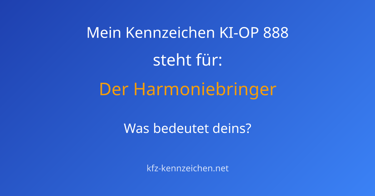 Numerologie-Analyse für Kennzeichen KI-OP 888