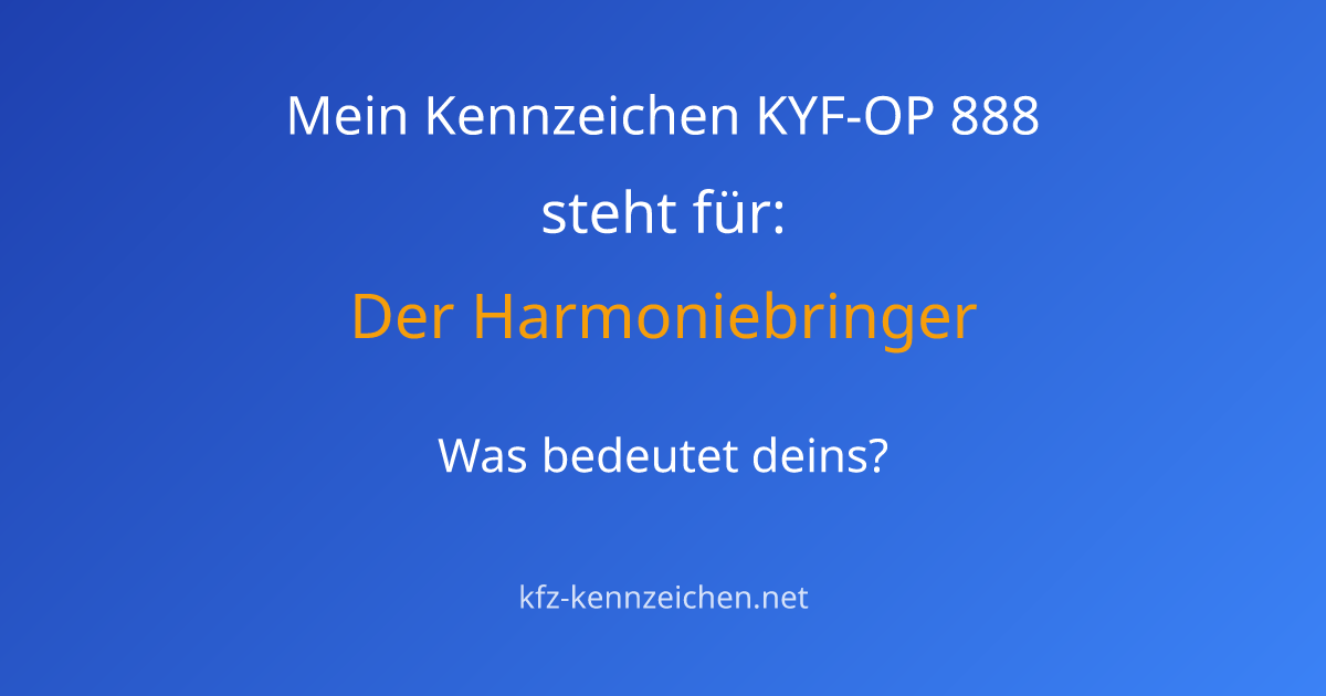Numerologie-Analyse für Kennzeichen KYF-OP 888