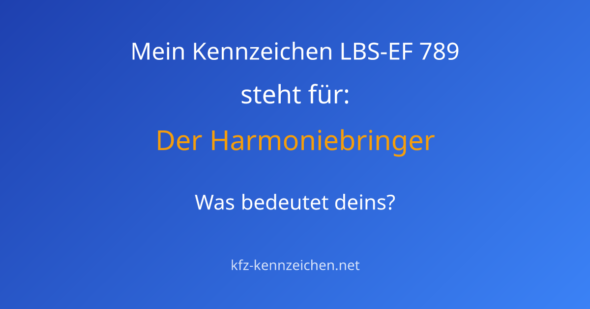 Numerologie-Analyse für Kennzeichen LBS-EF 789