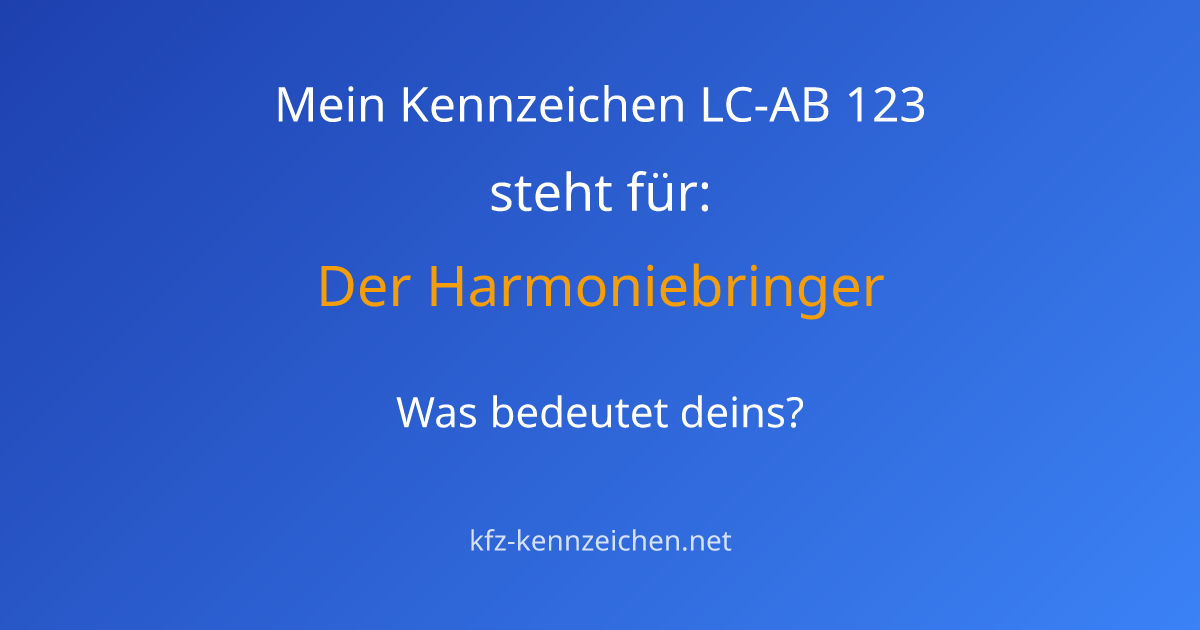 Numerologie-Analyse für Kennzeichen LC-AB 123