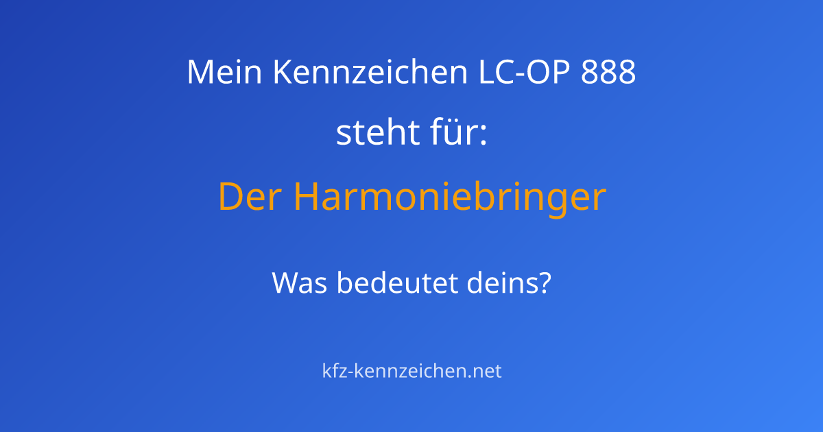 Numerologie-Analyse für Kennzeichen LC-OP 888