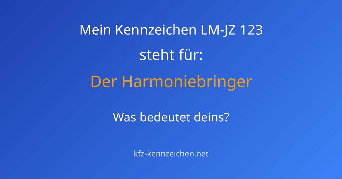 Numerologie-Analyse für Kennzeichen LM-JZ 123