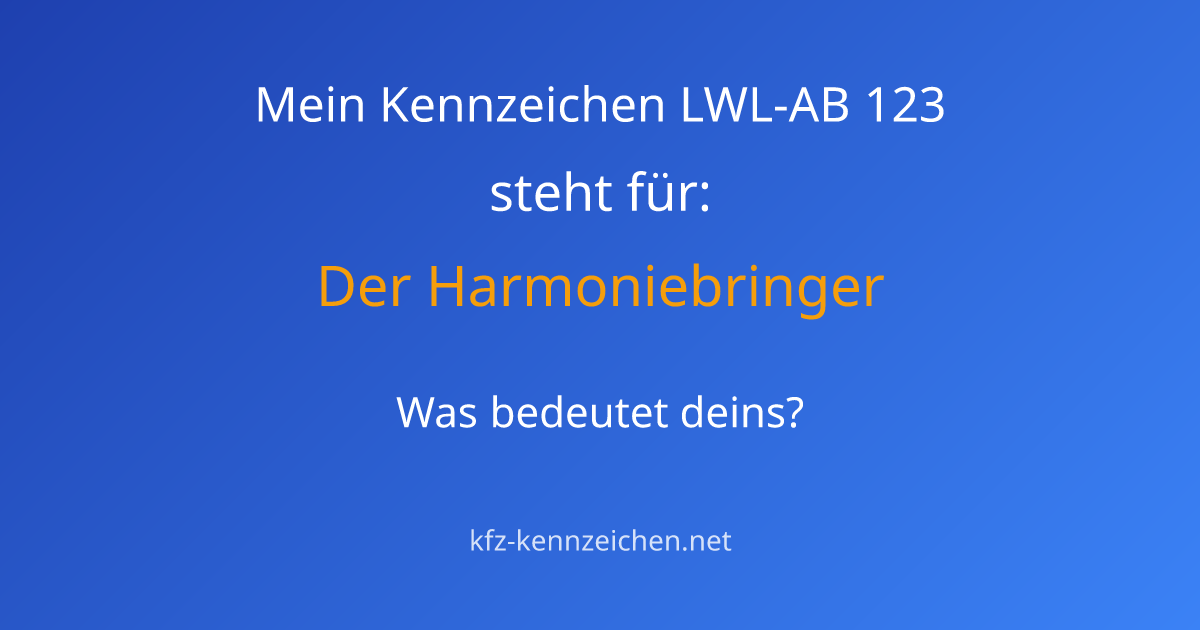 Numerologie-Analyse für Kennzeichen LWL-AB 123