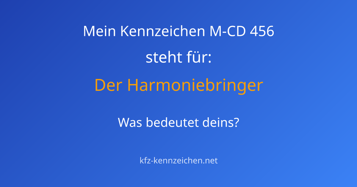 Numerologie-Analyse für Kennzeichen M-CD 456