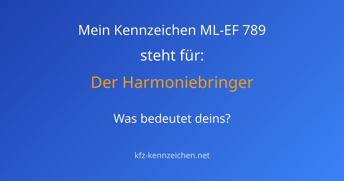 Numerologie-Analyse für Kennzeichen ML-EF 789