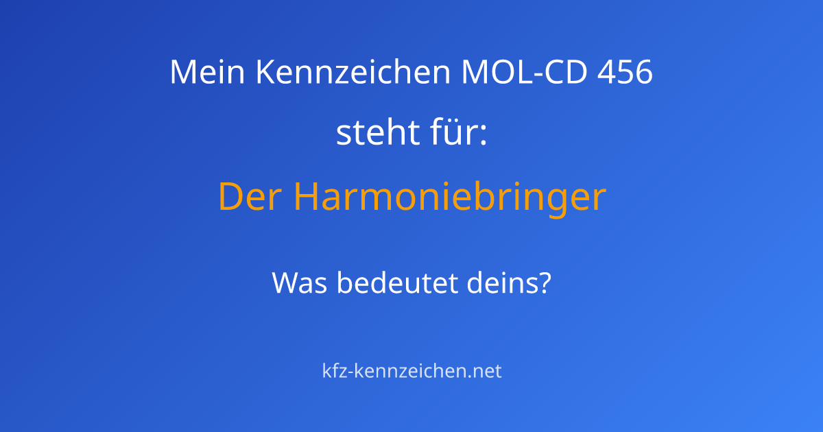 Numerologie-Analyse für Kennzeichen MOL-CD 456
