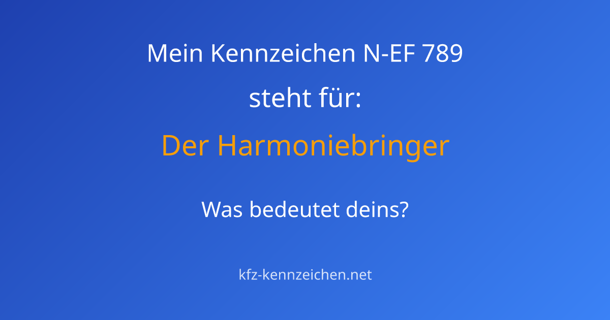 Numerologie-Analyse für Kennzeichen N-EF 789