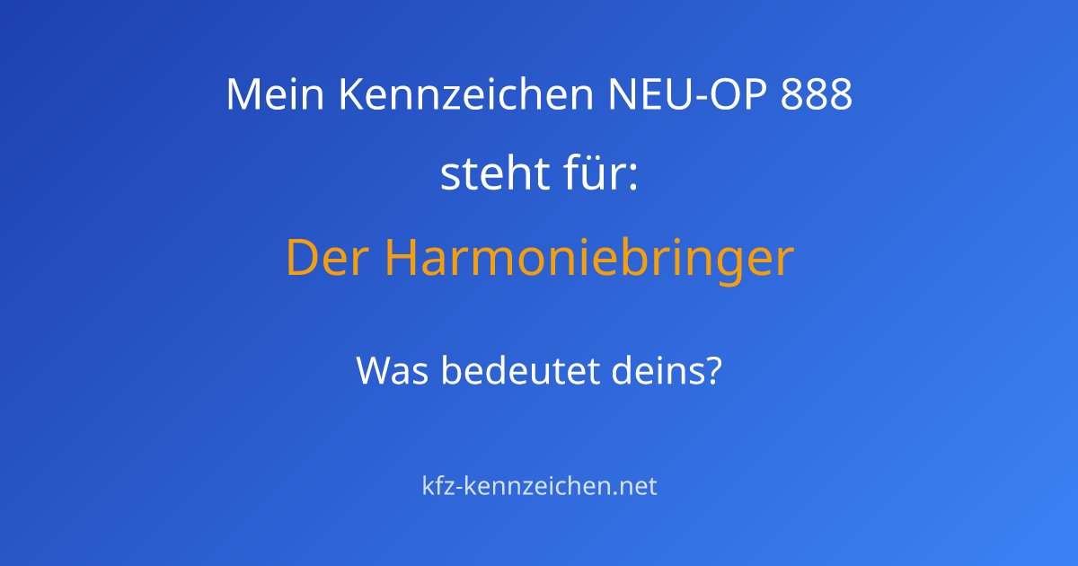 Numerologie-Analyse für Kennzeichen NEU-OP 888