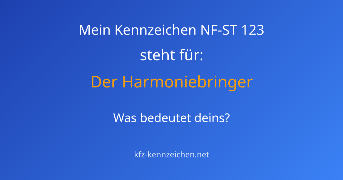 Numerologie-Analyse für Kennzeichen NF-ST 123