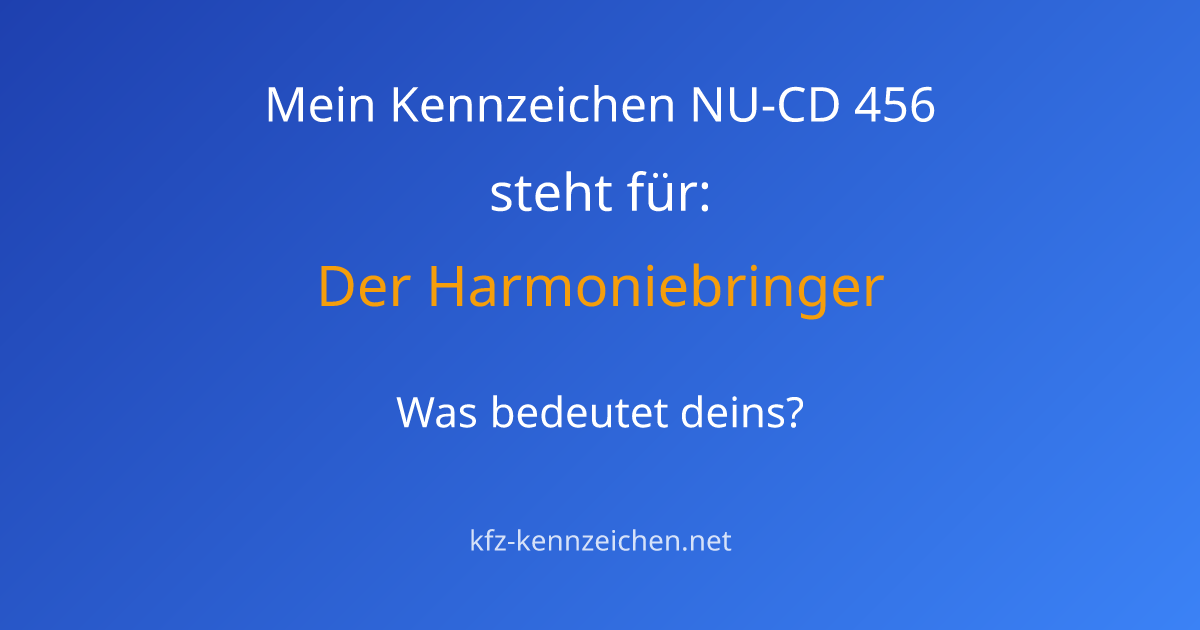 Numerologie-Analyse für Kennzeichen NU-CD 456