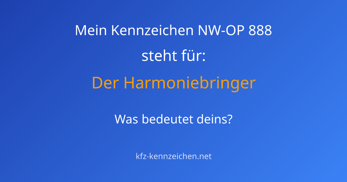 Numerologie-Analyse für Kennzeichen NW-OP 888