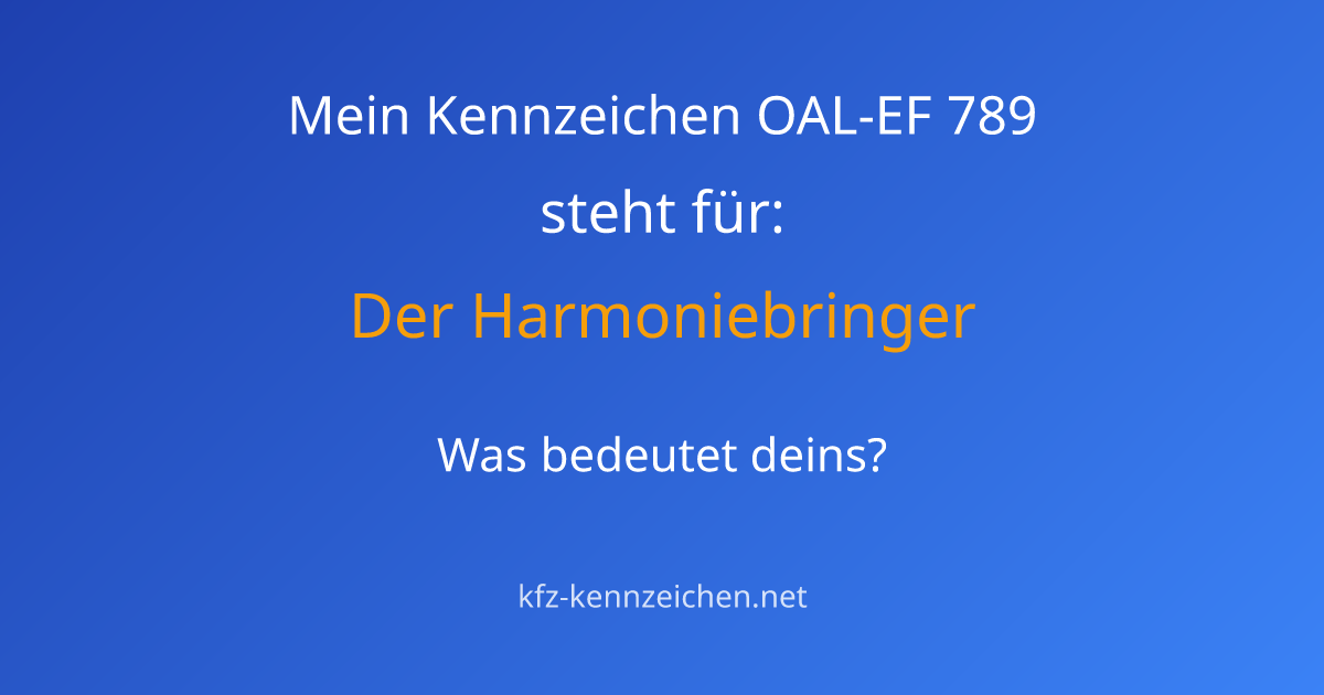 Numerologie-Analyse für Kennzeichen OAL-EF 789
