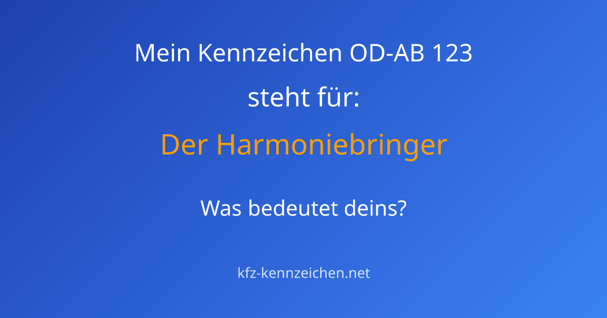 Numerologie-Analyse für Kennzeichen OD-AB 123