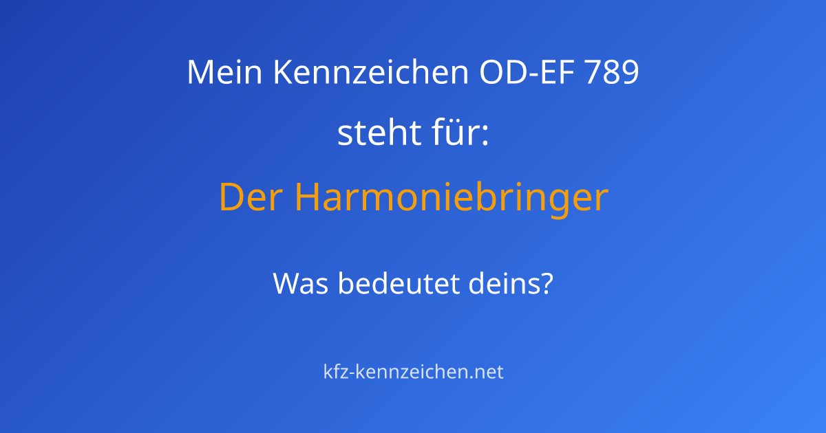 Numerologie-Analyse für Kennzeichen OD-EF 789